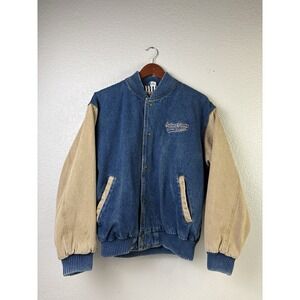 Vintage Southwest Peterbilt Turning Point Denim Jacket Mens Trucker Bomber Style